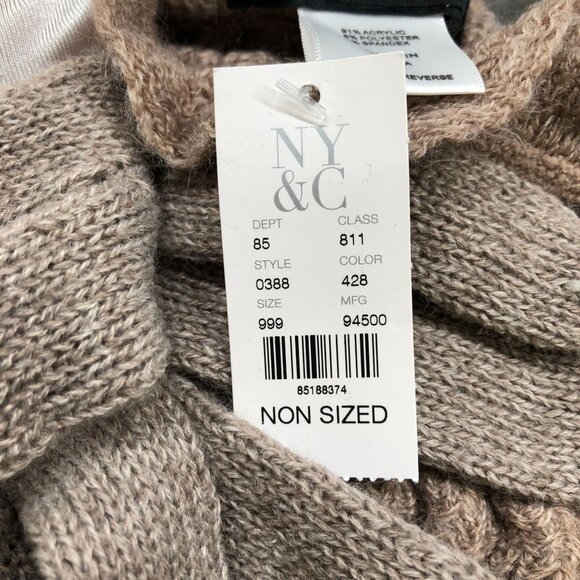 NWT New York & Company Winter Scarf / Gloves Gift Set. Knit Ruffle Light Brown - Picture 5 of 5